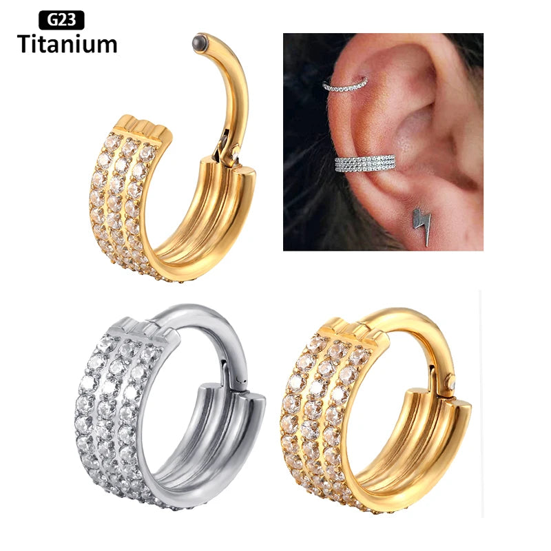 ASTM F136 Titanium Piercing Hinged Segment Septum Hoop Nose Rings Clicker Ear Cartilage Tragus Helix Conch Body Jewelry Earrings