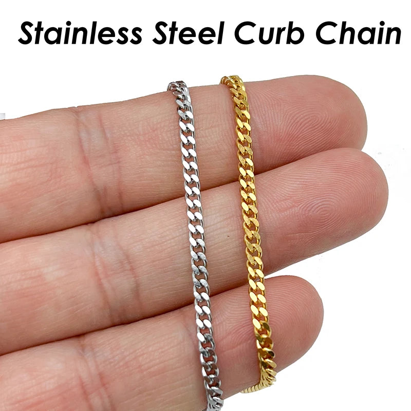 20 Pieces Stainless Steel Curb Chain Necklace Gold Color 1.5mm 2mm Cuban Link Necklace for Women or Men