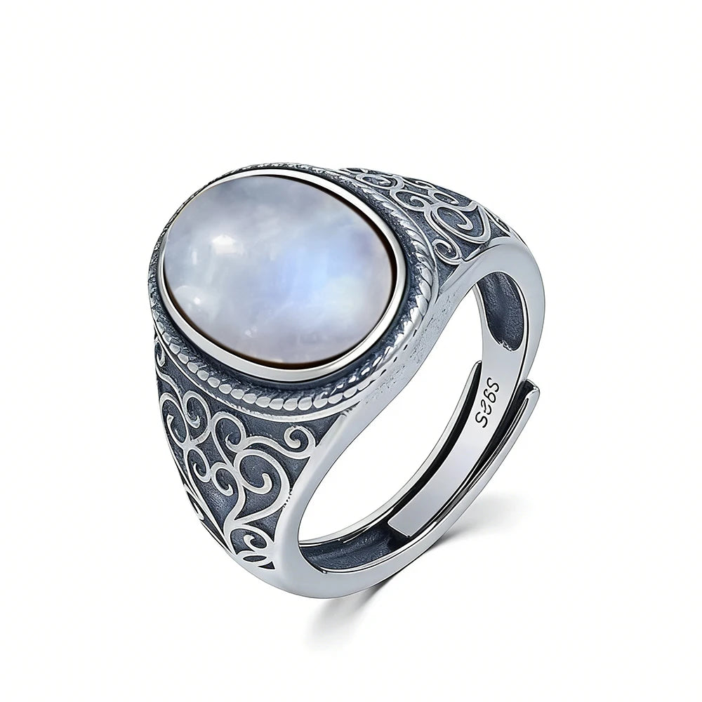 925 Sterling Silver Vintage Natural Tiger's Eye Stone 10*14MM Retro Style Large Stone Finger Rings Fine Jewelry For Men