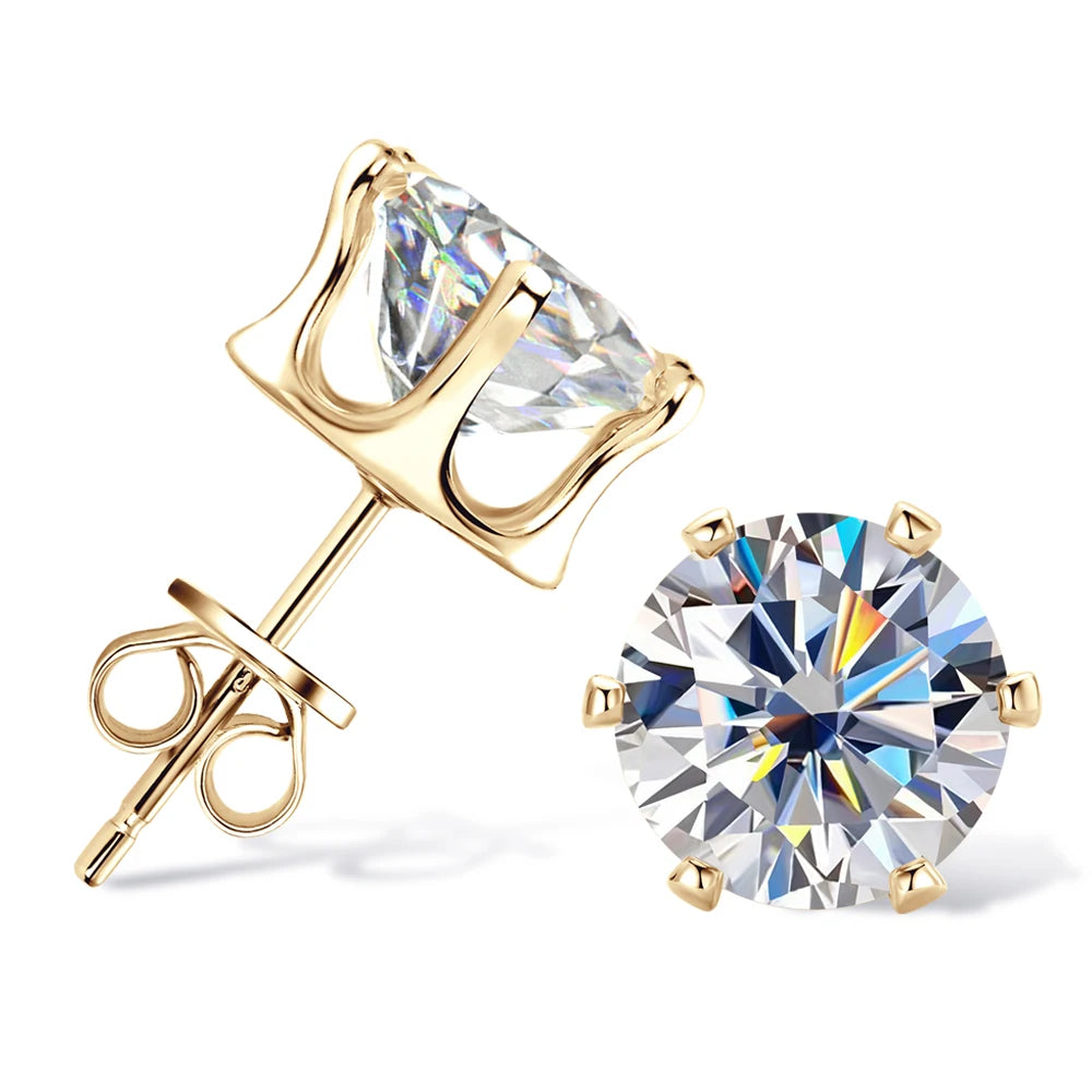 0.1-3 Carat Moissanite Stud Earrings for Women Men D Color Lab Created Diamond Earring 925 Sterling Silver Ear Piercing  Jewelry
