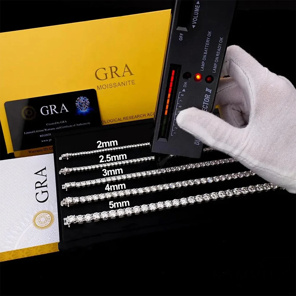2-8mm D VVS1 Moissanite Tennis Bracelet For Women Men Sparkling Diamond GRA 925 Sterling Silver Plated 18k White Gold Bracelets