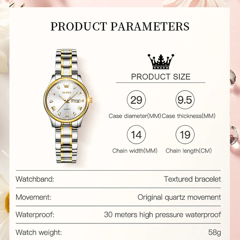 OLEVS 5563 New Fashion Women Quartz Watch Waterproof Classic Luxury Brand Lady Watch Stainless Steel Strap Watches