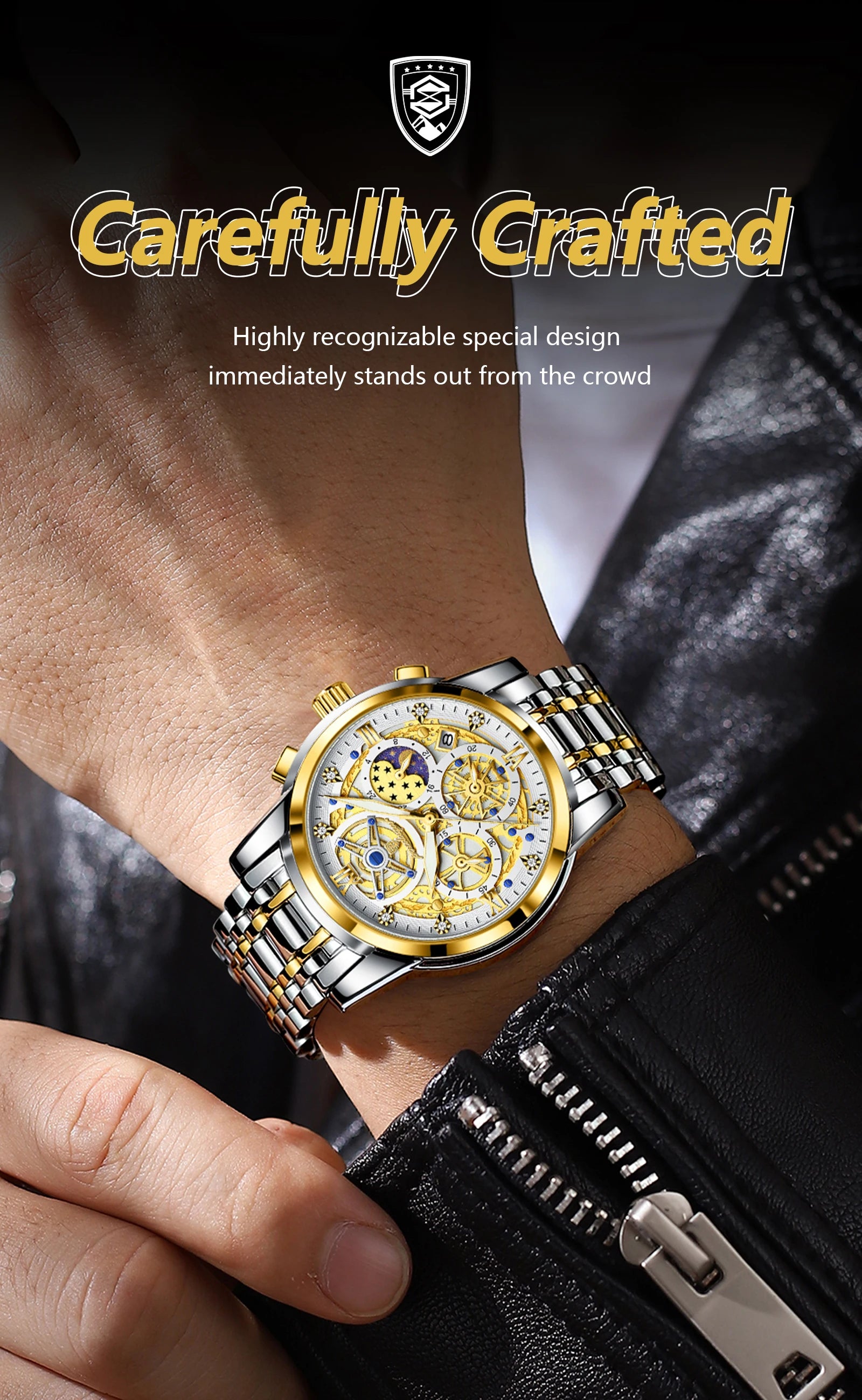 POEDAGAR Luxury Men's Quartz Watches Stainless Steel Date Chronograph Men Wristwatch Waterproof Luminous Fashion Man Watch Reloj