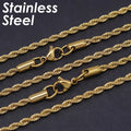 10 Pieces Rope Chain Necklace Stainless Steel Rope Necklace Gold Color Rope Necklace for Men or Women