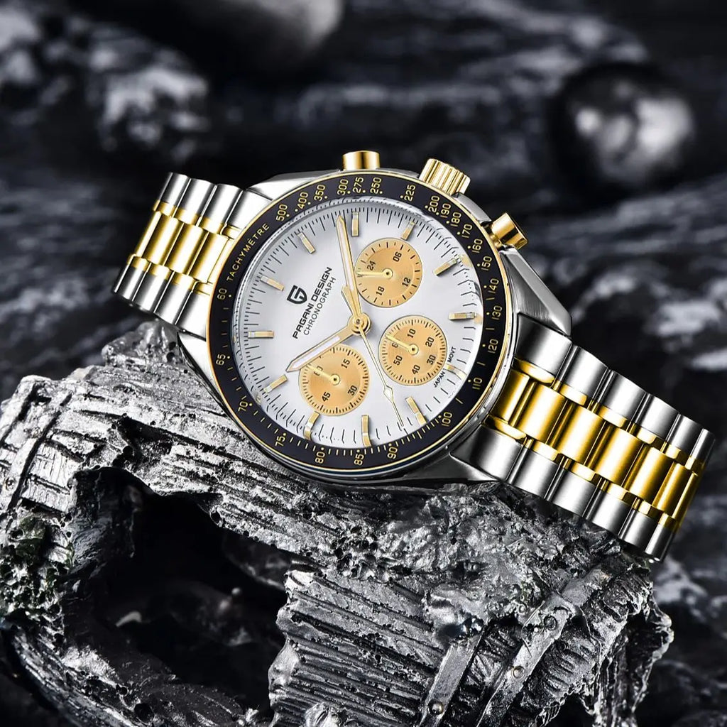 PAGANI DESIGN Silver Gold Moon Watches Luxury Quartz Watch For Men Auto Date Chronograph AR Sapphire crystal watch Men 2025 New