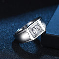 PT950 Platinum Moissanite Diamond Men Rings, 0.5/1 Carat VVS1 D Color Simple Wire Drawing Rings Luxury Gift for Boyfriend