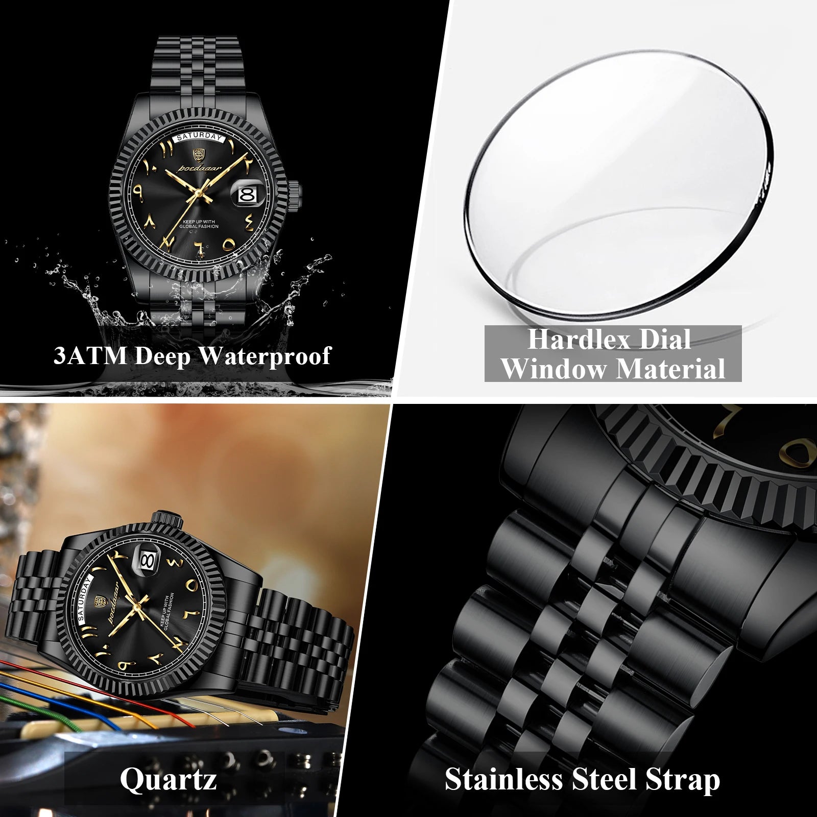 POEDAGAR Business Casual Male Clock Waterproof Date Week Fashion Men's Watch Stainless Steel Quartz Watches For Men Reloj Hombre