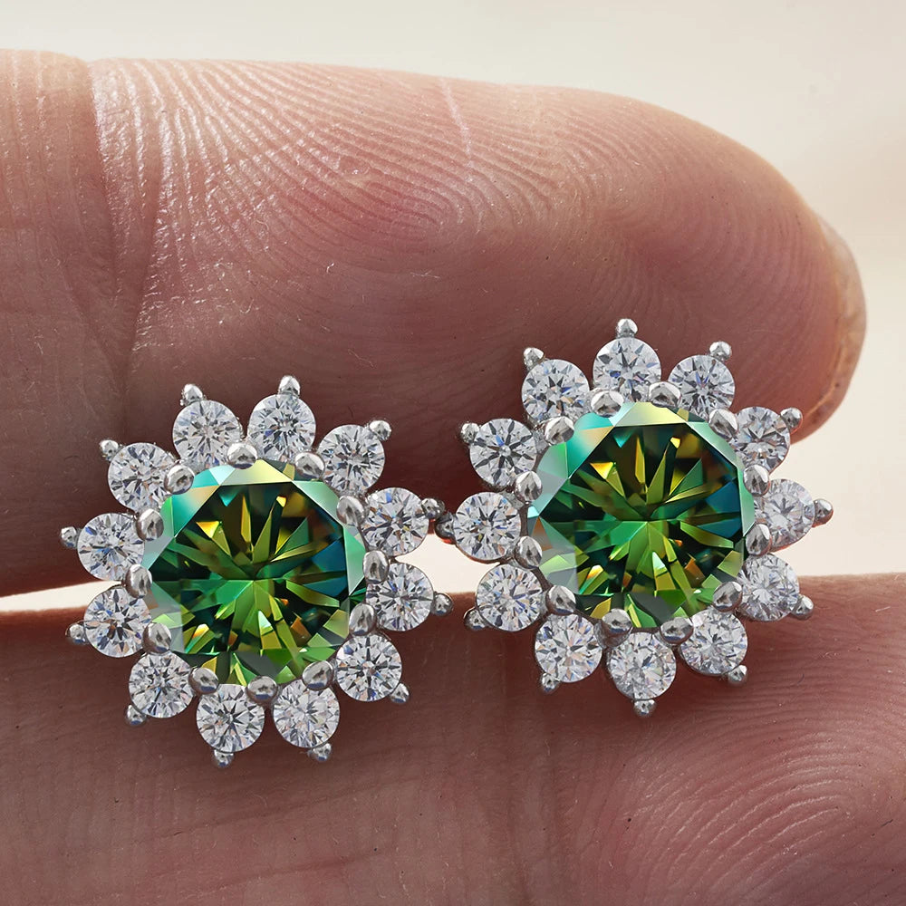 1.0 Ctx2 Pcs D Color VVS Women Moissantie Stub Earring 925 Sterling Silver Female Jewelry Women's Wedding Party Dating Gift