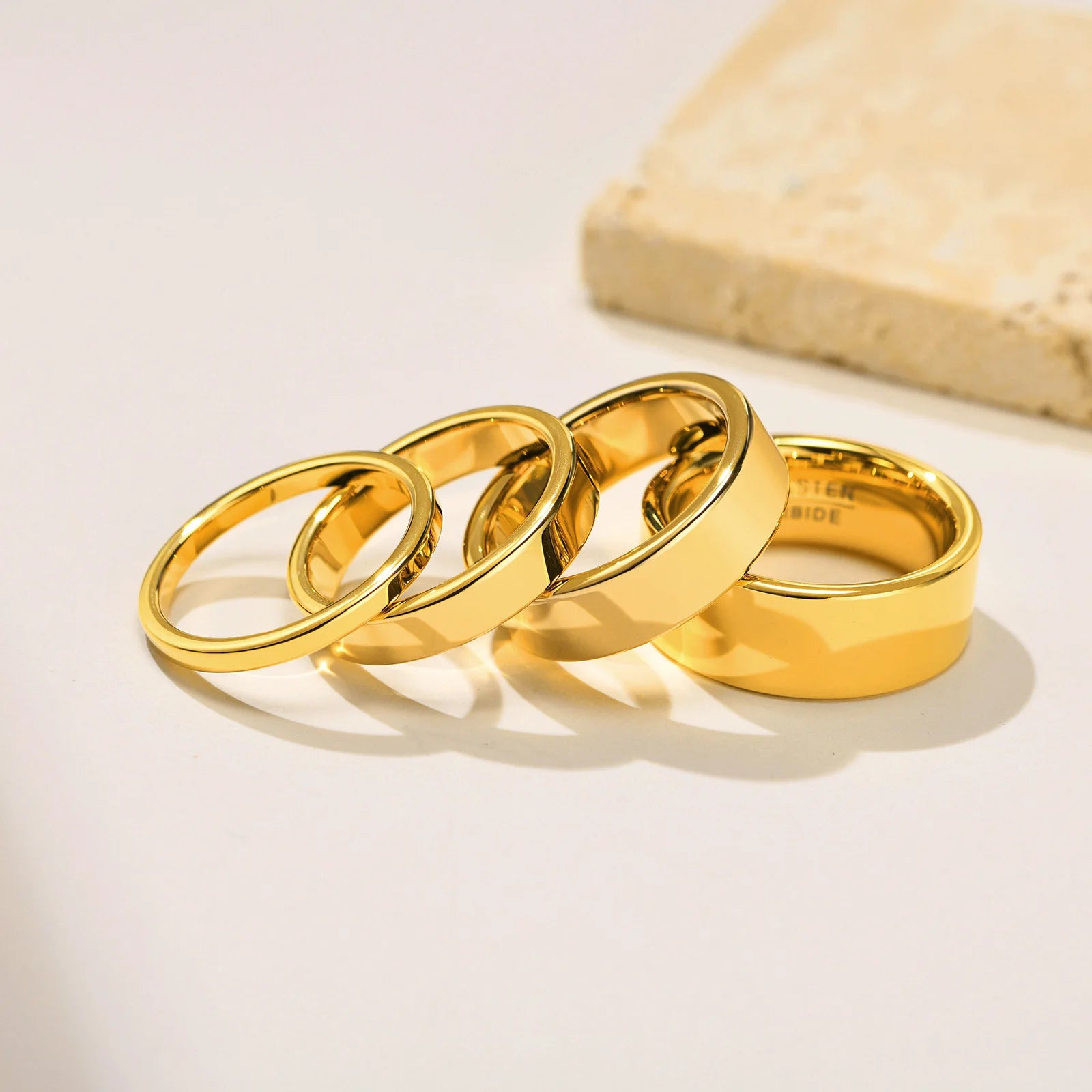 2/4/6/8mm Tungsten Carbide Ring for Men Women,Gold Plated Stacker Band, Pinky Ring Thumb Rings,Mid Finger Rings Gift