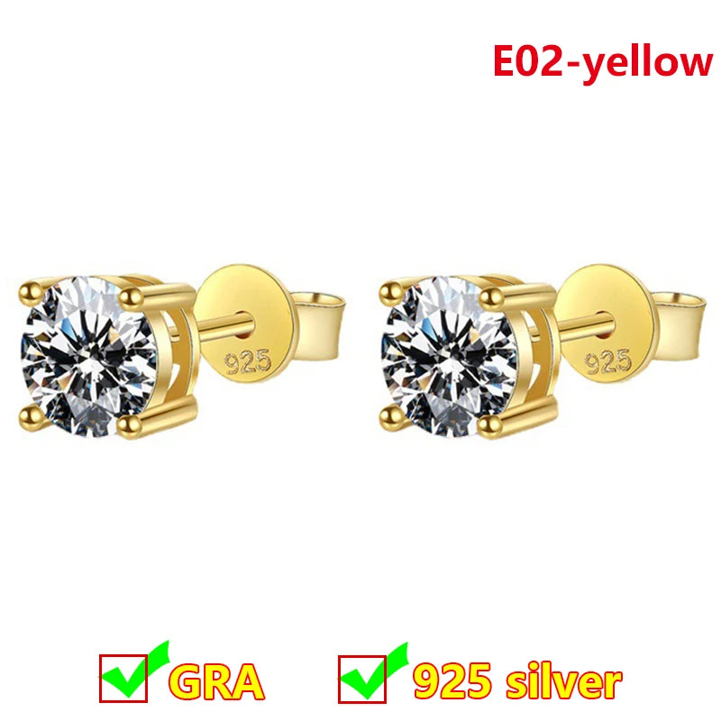 Premium 0.5ct-2ct Moissanite Earring For Women Classic Original 925 Sterling Silver Jewelry Moissanite Diamond Stud Earring