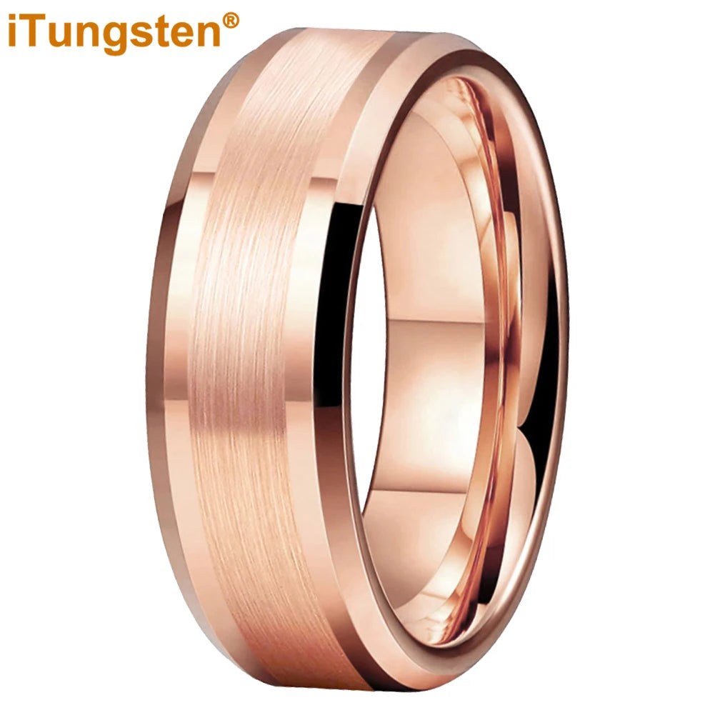 iTungsten 6mm 8mm Engagement Wedding Band Gold Plated Tungsten Finger Ring for Men Women Couple Fashion Jewelry Comfort Fit