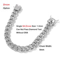 EWYA Full 1.2mm D Color Moissanite Cuban Chain Bracelet For Men Women S925 Silver Pass Diamond Test 8mm Wide Link Bracelets Gift