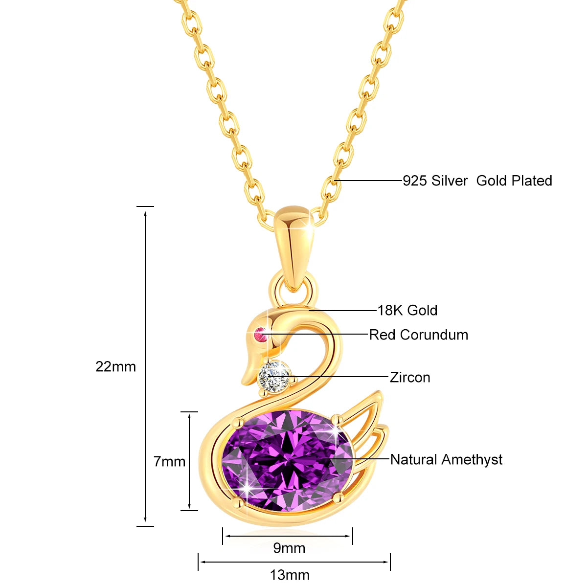 Au750 2CT Moissanite Swan Pendant 100% 18K Gold Oval Cut Natural Blue Topaz Women's Necklaces for Birthday Party Jewelry Gifts