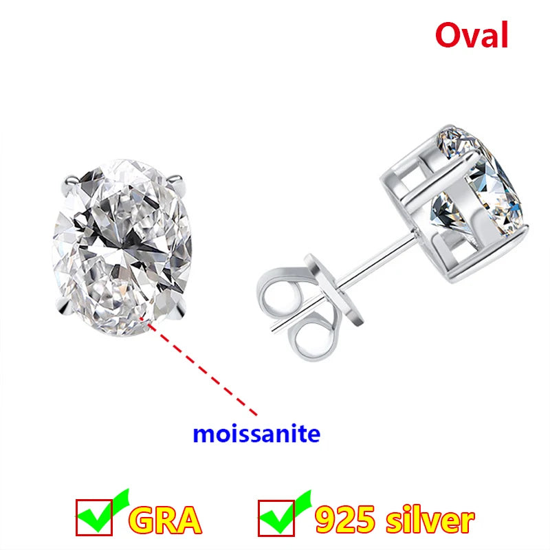 Premium 0.5ct-2ct Moissanite Earring For Women Classic Original 925 Sterling Silver Jewelry Moissanite Diamond Stud Earring