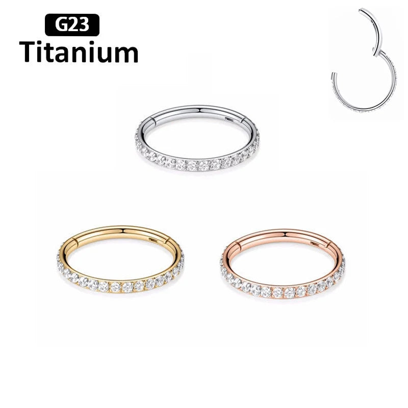 ASTM F136 Titanium Piercing Hinged Segment Septum Hoop Nose Rings Clicker Ear Cartilage Tragus Helix Conch Body Jewelry Earrings