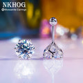 NKHOG Real 2 Carat 8mm Moissanite Stud Earrings For Women Screw Thread Ear Studs 925 Sterling Silver Jewelry Pass Diamond Test