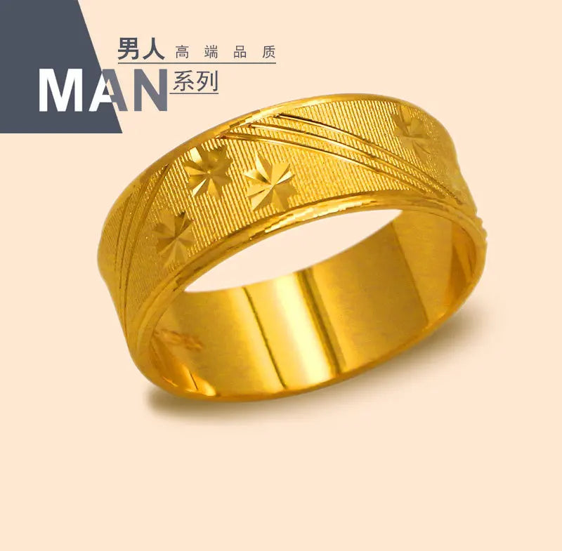 Luxury 24K 9999 Pure Gold real gold Men's and Women's Couple Ring Pattern Ring