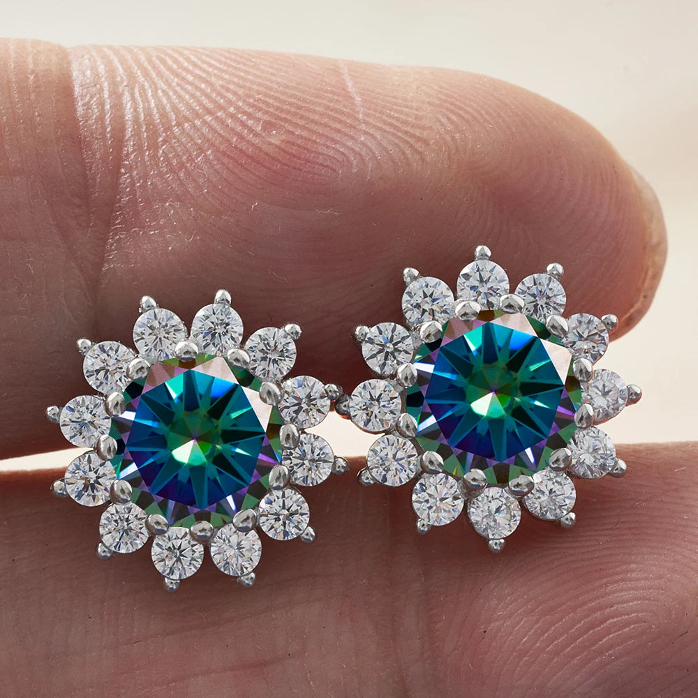 1.0 Ctx2 Pcs D Color VVS Women Moissantie Stub Earring 925 Sterling Silver Female Jewelry Women's Wedding Party Dating Gift