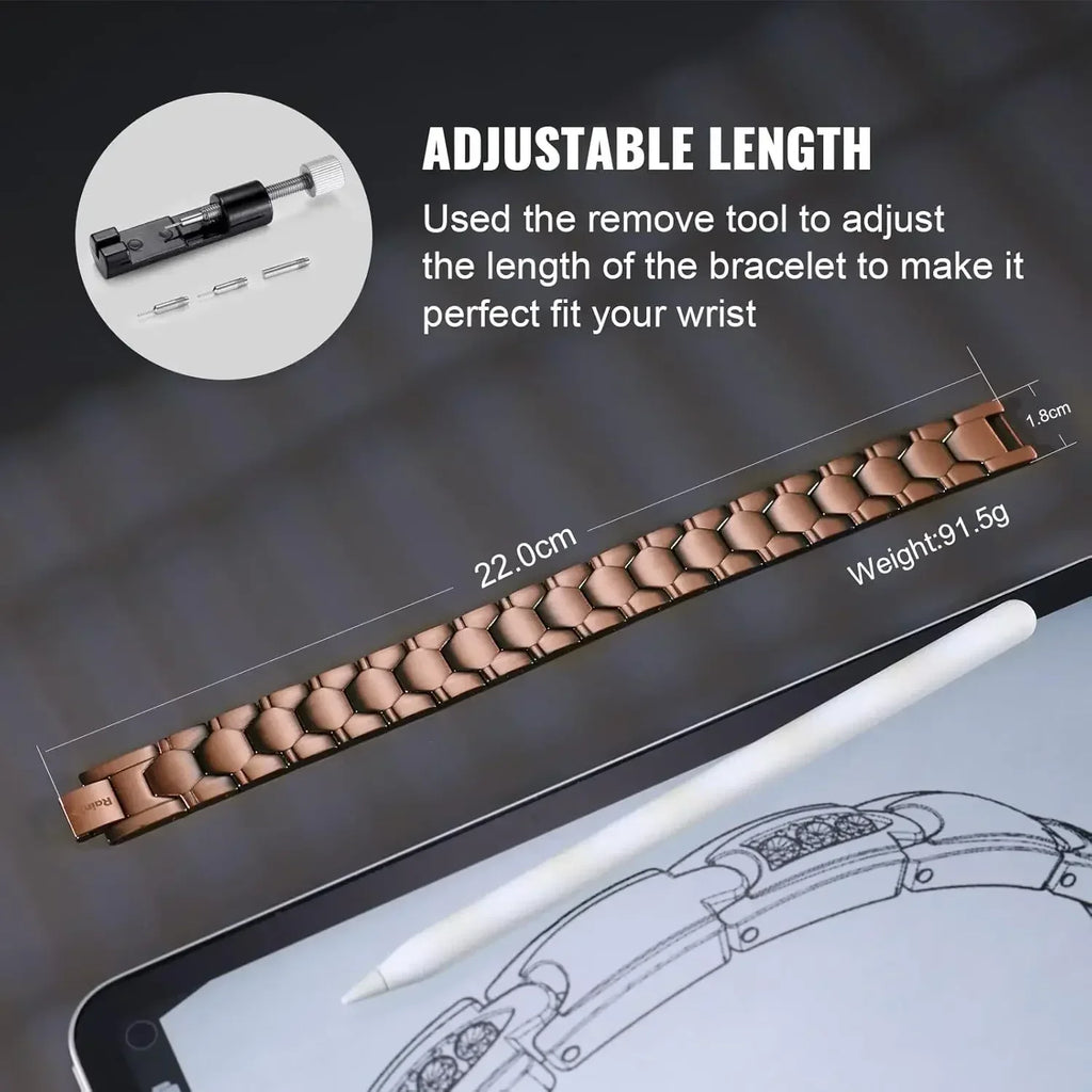 ARADOO Pure Copper Magnetic Bracelets for Men with Double-Row Strong Magnets Bracelet Jewelry Gifts