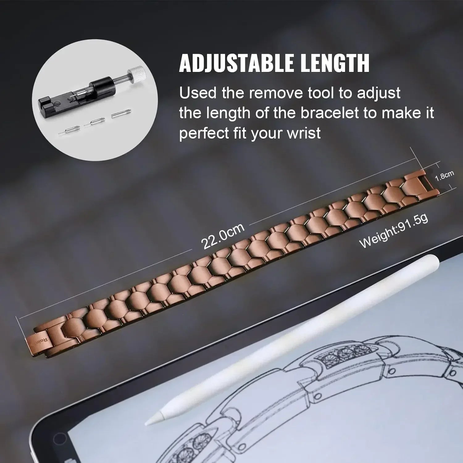 ARADOO Pure Copper Magnetic Bracelets for Men with Double-Row Strong Magnets Bracelet Jewelry Gifts