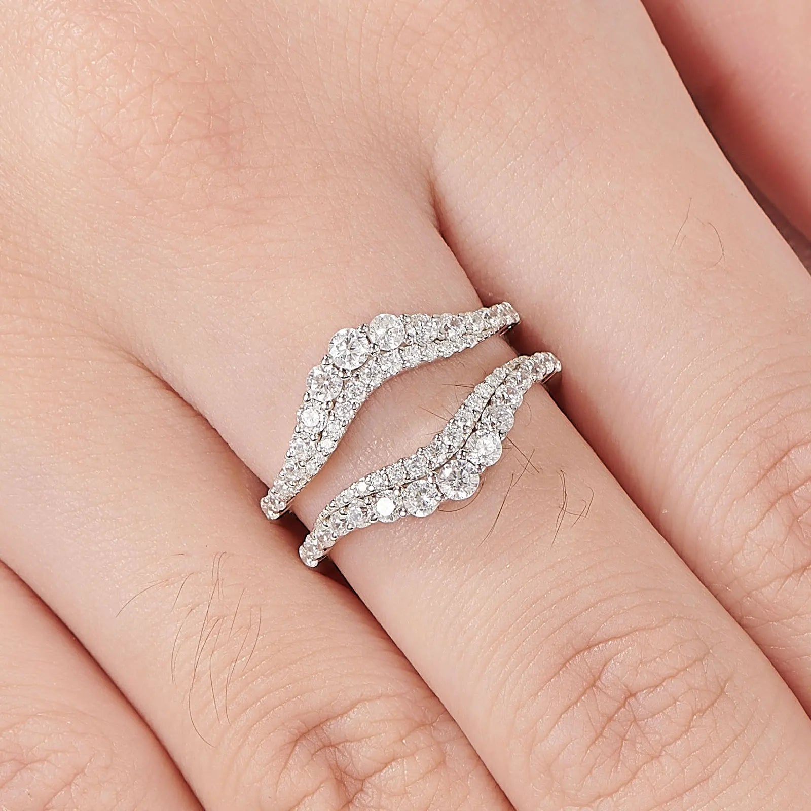Newshe Certified Moissanite 925 Sterling Silver Ring Enhancer for Women Engagement Wedding Band Size 5-10