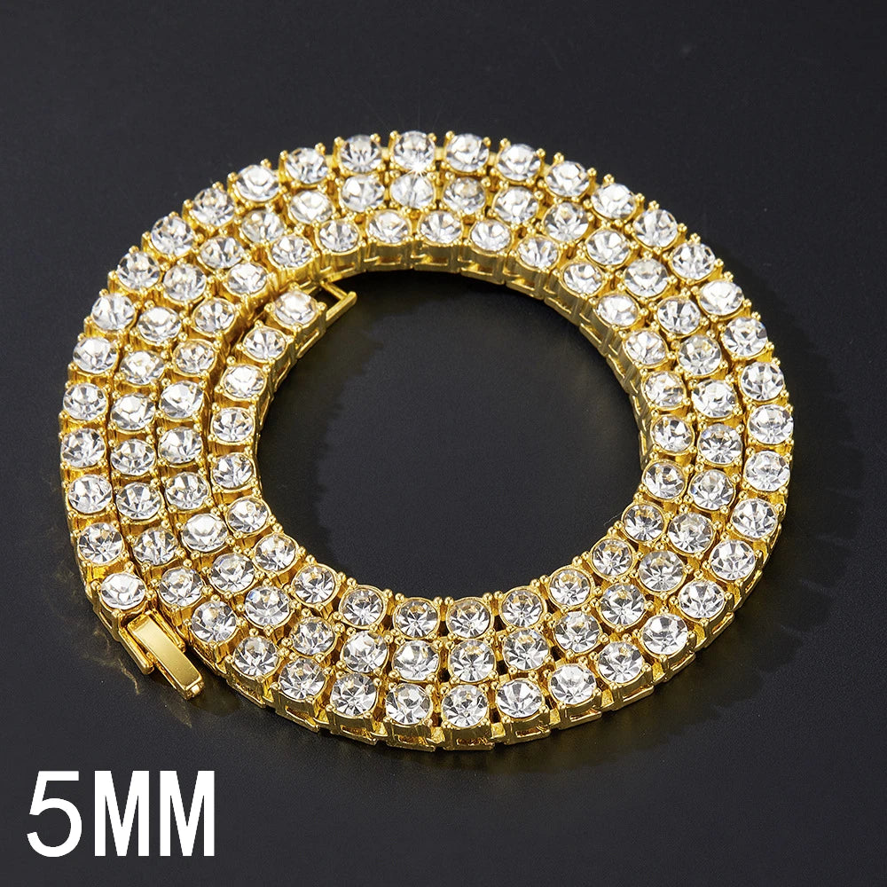 Hip Hop 3MM 4MM 5MM Tennis Chain Iced Out Necklace Men Fashion Silver Color Tennis Jewelry Women 20inch Choker Punk Gift
