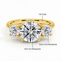 Luxe Three Stone Moissanite Diamond 14K Gold Engagement Ring Au585 Elegant Love Rings for Women Delicate Certified Wedding Bands
