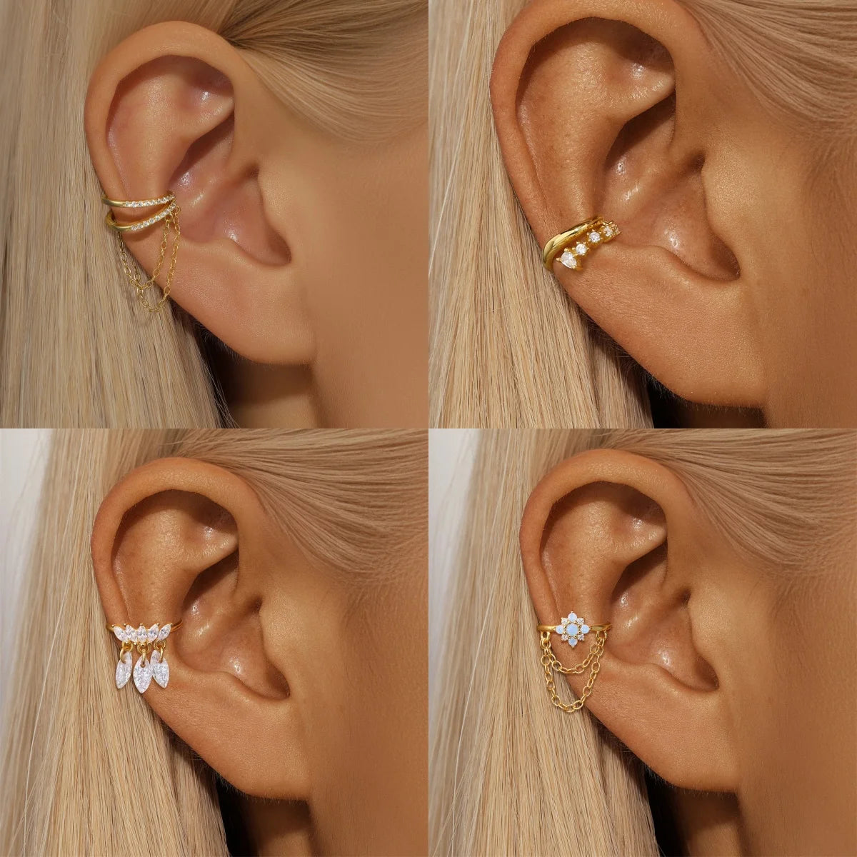 AIDE 1pcs 925 Sterling Silver Zircon Earring For Women Chain Cuffs Earring Pendientes Brincos Aretes Fine Jewelry Party Gifts