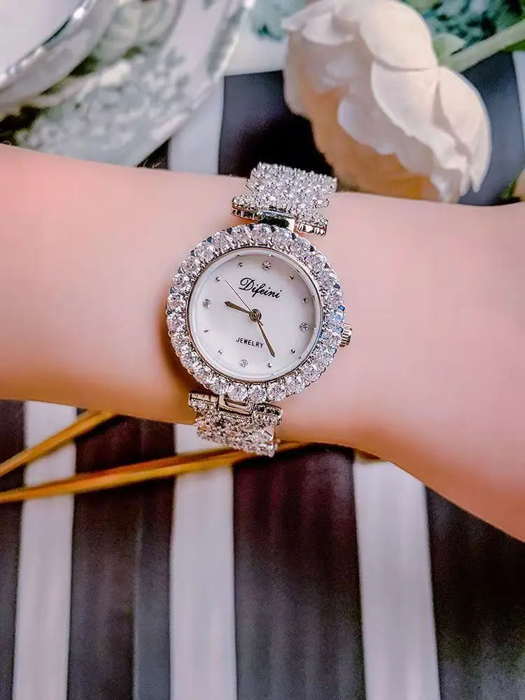 Royal Crown Women's Watch Japan Quartz Hours Fine Fashion Bracelet Jewelry Band Shell Luxury Rhinestones Girl Birthday Gift