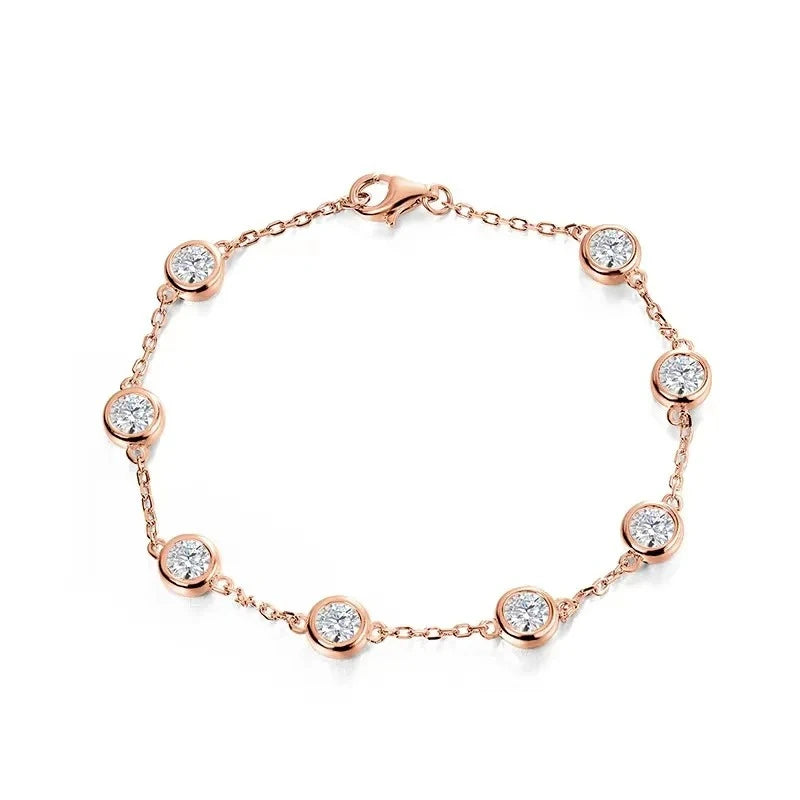 TBCYD 4mm D Color VVS1 Real Moissanite Chain Bracelets 2.4CT Moissanite GRA S925 Silver Wedding Party Hand Jewelry For Women