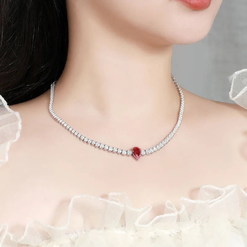 HORRIPAL DVVS1 3 Claws Pear Moissanite Necklace for Women 925 sterling Silver GRA Certified Elegant Luxury Wedding Fine Jewelry