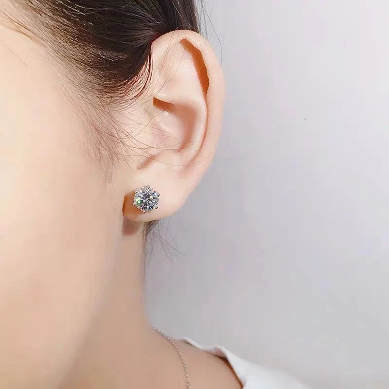 NKHOG Real 2 Carat 8mm Moissanite Stud Earrings For Women Screw Thread Ear Studs 925 Sterling Silver Jewelry Pass Diamond Test