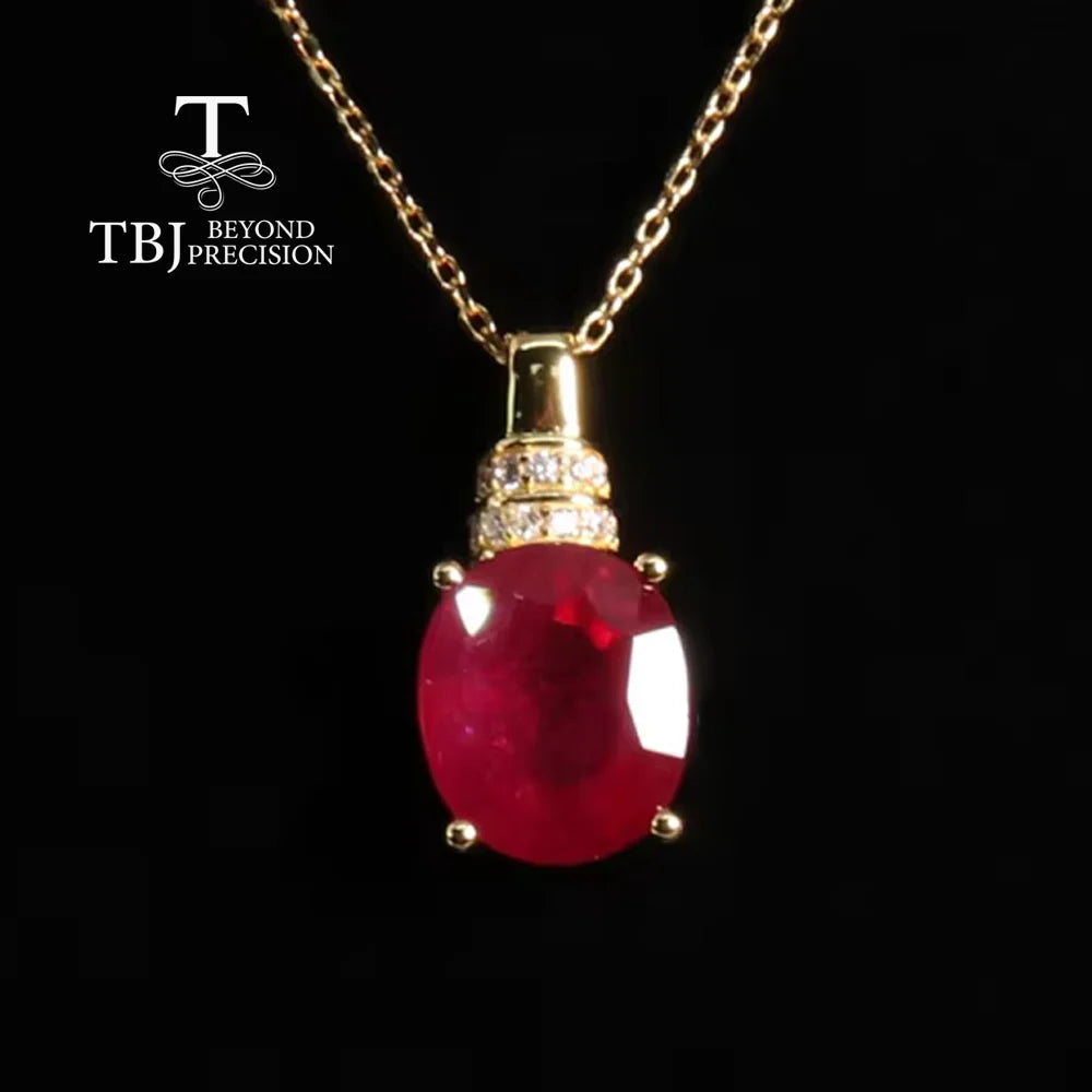 S925 Silver Luxury Large Gem natural Filled Ruby pendant necklace for women Anniversary & Engagement & banquet gift