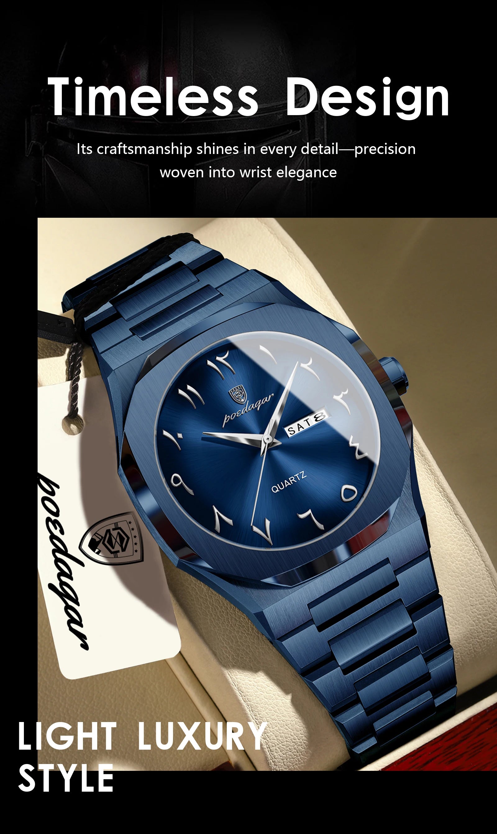 POEDAGAR Luxury Fashion Men's Clock Waterproof Week Date Male Watch Quartz Stainless Steel Business Watches For Man Reloj Hombre