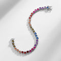ALLNOEL 925 Sterling Silver Tennis Bracelet Colorful Rainbow CZ Heart Shaped Zircon Bracelet For Women Fine Jewelry Wholesale