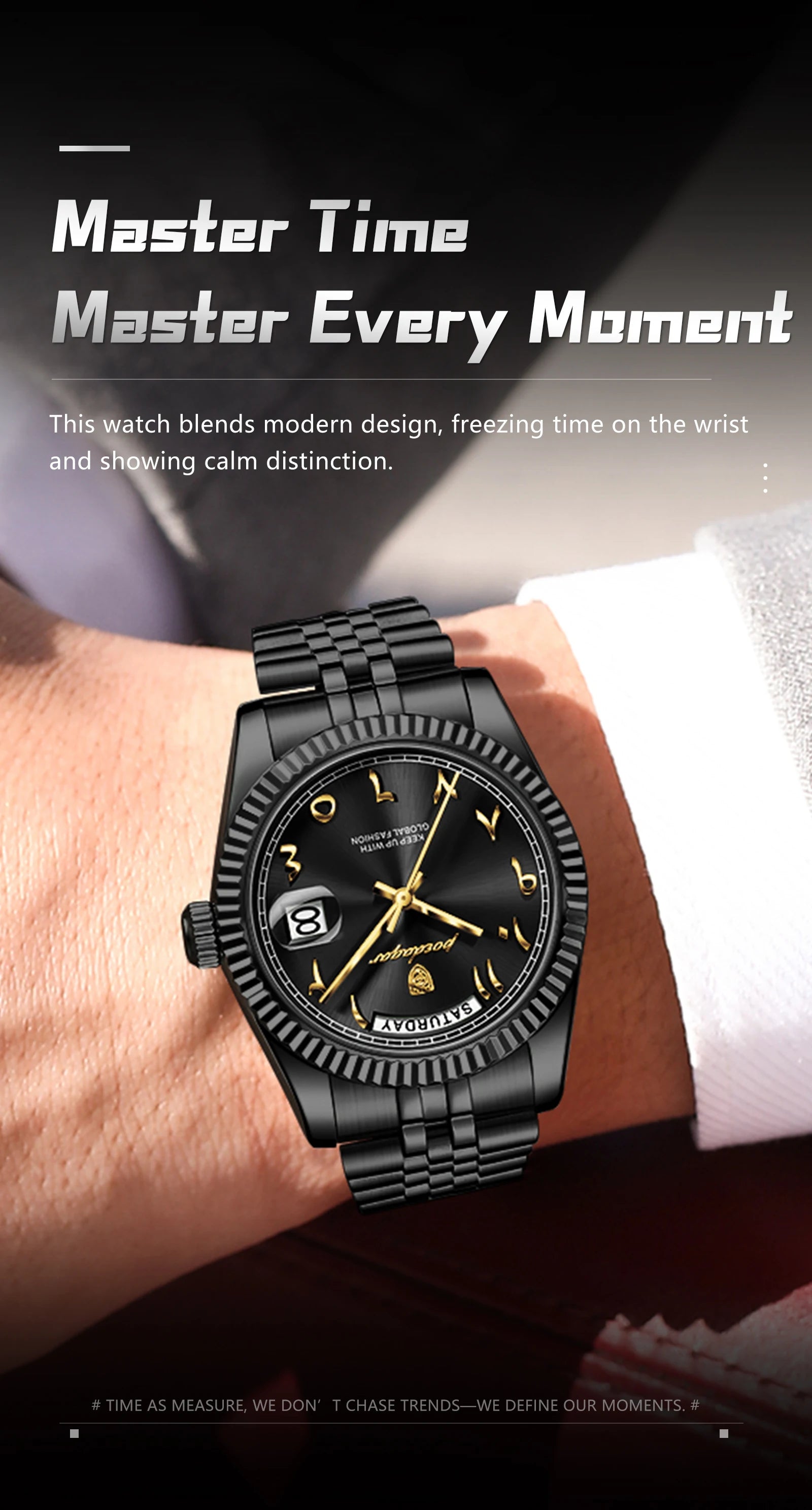 POEDAGAR Business Casual Male Clock Waterproof Date Week Fashion Men's Watch Stainless Steel Quartz Watches For Men Reloj Hombre