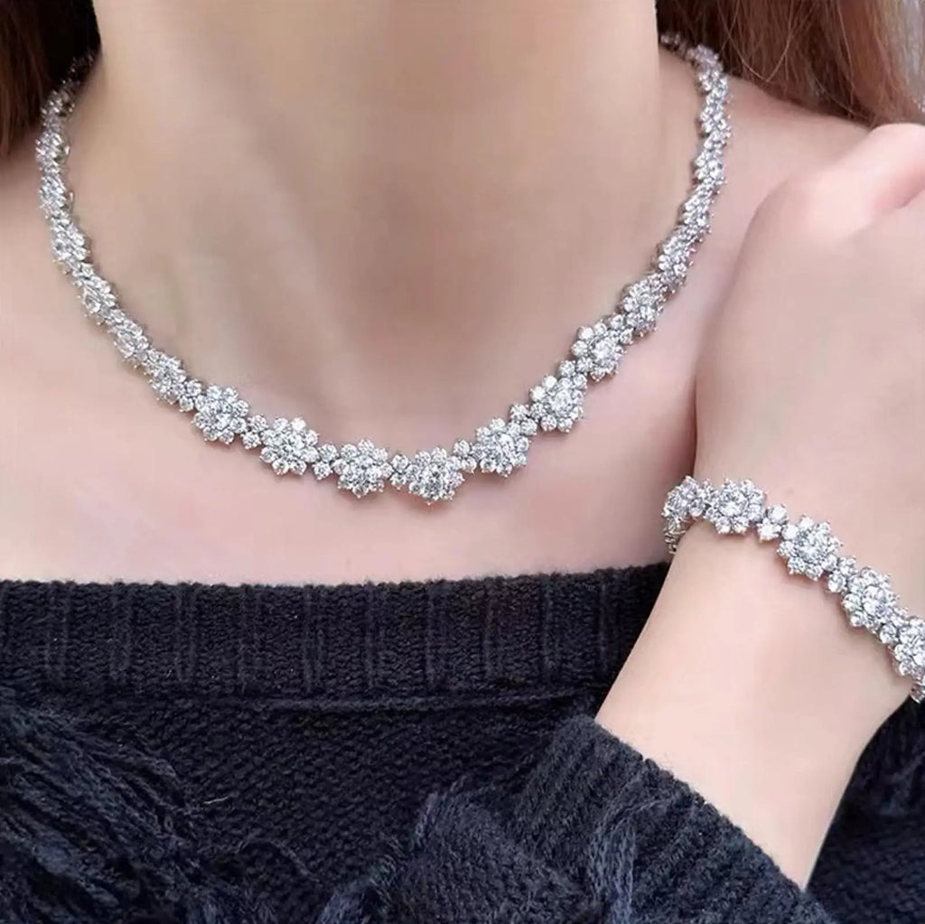 100% D Color Gradient Moissanite Necklace for Women Sunflower Luxury Sparkling Full Diamond Pendant 925 Sterling Silver
