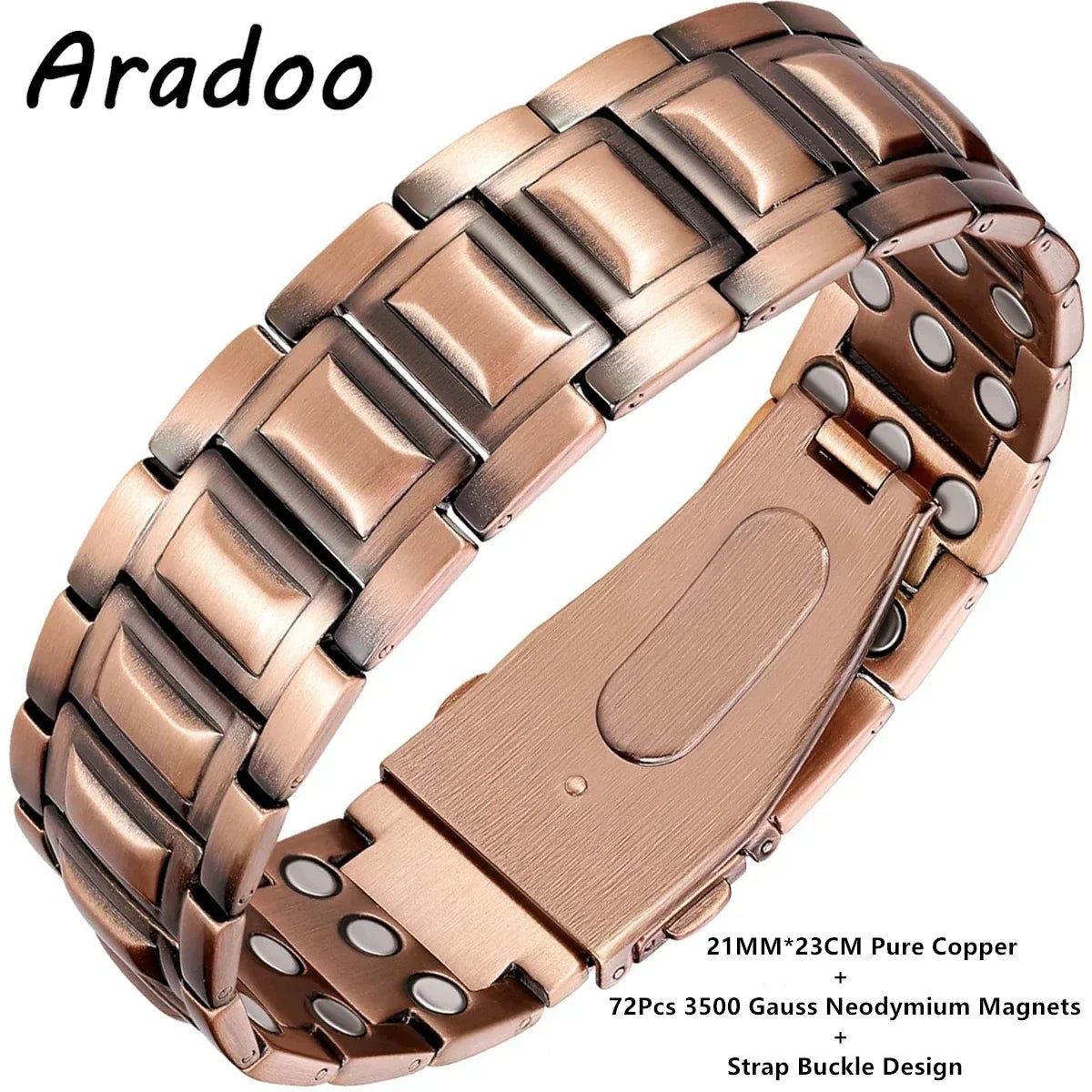 ARADOO Pure Copper Magnetic Bracelets for Men with Double-Row Strong Magnets Bracelet Jewelry Gifts