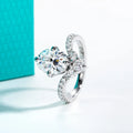 AnuJewel 3ct Oval Cut D Color Moissanite Engagement Ring 925 Sterling Silver V-Shape Women's Wedding Jewelry Gifts