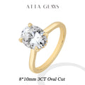 ATTAGEMS Oval Cut 1.0-4.5CT D VVS1 Moissanite Rings for Women 925 Sterling Silver Solitaire Engagement Ring Luxury Band Jewelry