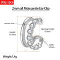 Serenity All D Moissanite Earrings for Women Men S925 Sterling Silver Lab Diamond Ear Clip Plated 18K No hole to wear Girl Gift