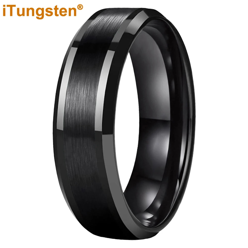 iTungsten 6mm 8mm Engagement Wedding Band Gold Plated Tungsten Finger Ring for Men Women Couple Fashion Jewelry Comfort Fit