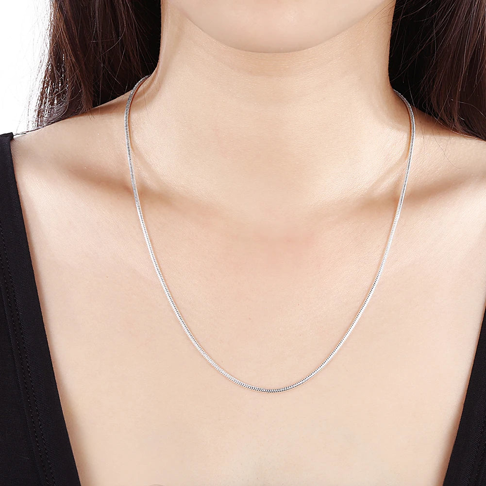 Hot 10PCS 925 Sterling Silver Classics 2MM Snake Chain Necklace For Women Man 16-30 Inches Fashion Party Wedding Jewelry Gift