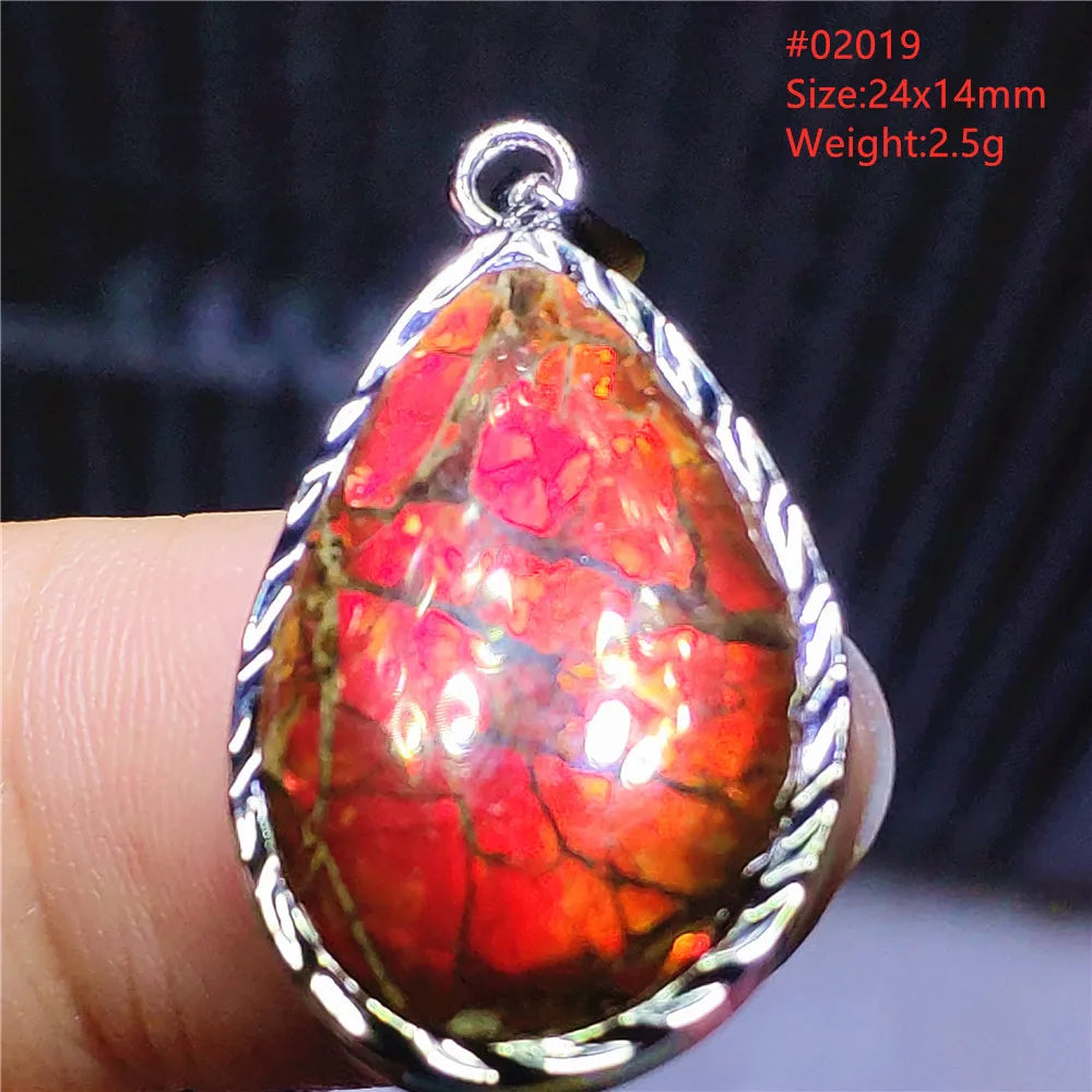 Natural Red Ammonite Ammolite Pendant Light Gemstone Green Ammolite 925 Sterling Silver Women Men Canada Necklace AAAAA