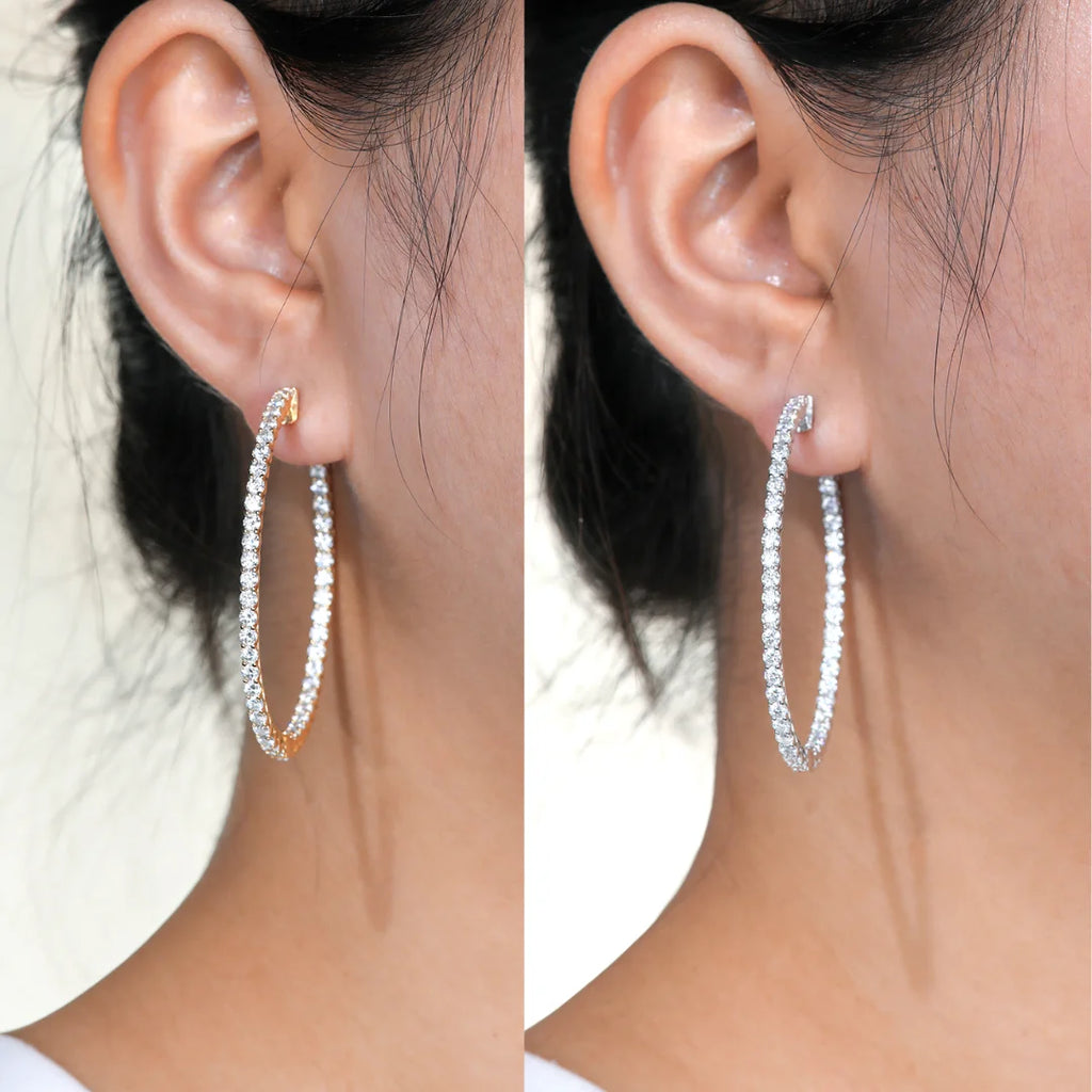 HFE Full Moissanite 50mm Hoop Earrings Sterling Silver Women's Style D Color VVS1 Lab-Created Diamond Studs Party Fine Jewelry