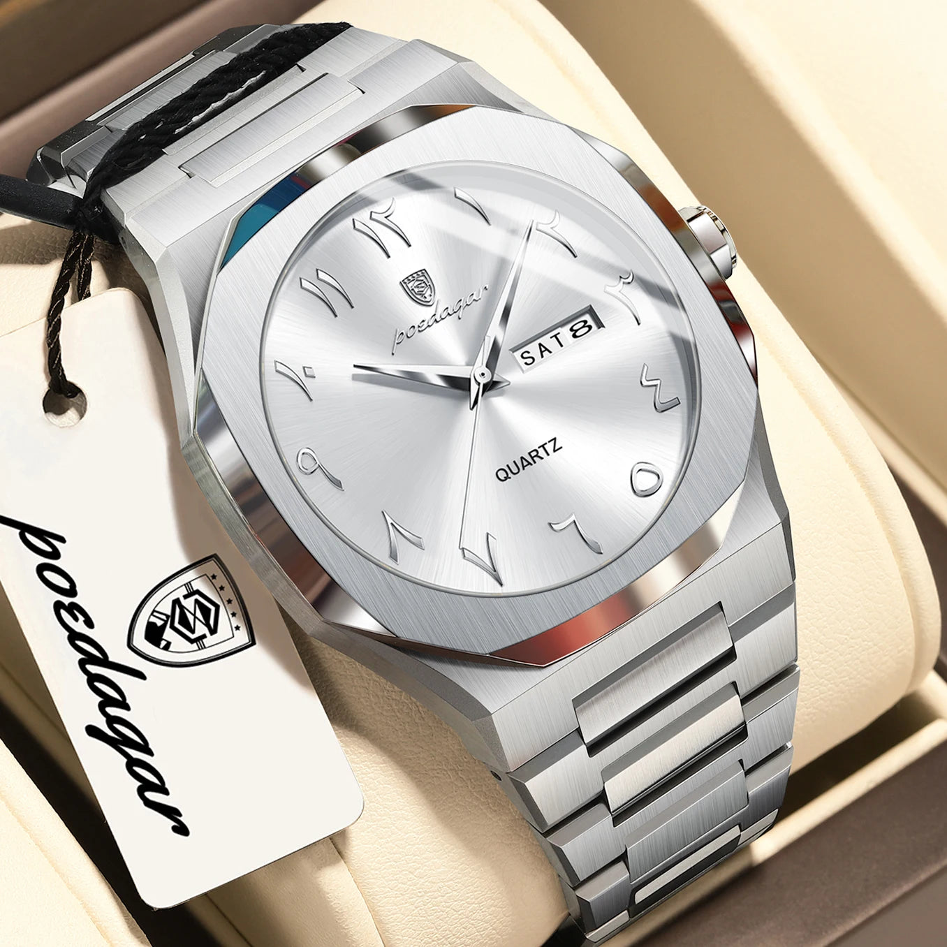 POEDAGAR Luxury Fashion Men's Clock Waterproof Week Date Male Watch Quartz Stainless Steel Business Watches For Man Reloj Hombre