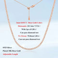 EWYA Full 2mm 0.03CT D Color Moissanite Tennis Necklace for Women Lady S925 Silver Plated 18K Gold Neck Chain Choker Necklaces