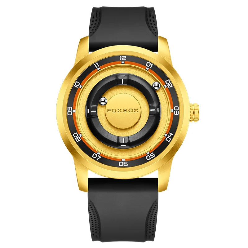 FOXBOX Watch Personalized Fashion Floating Magnetic Pointer Free Ball Bearing Creative Simple Waterproof Quartz Watch for Men