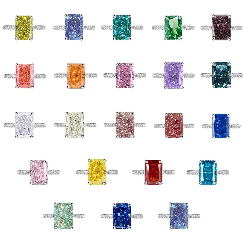 S925 Sterling Silver Tanzanite Blue Zircon Sparkle 5A Good Quality Ice Cut High Carbon Diamond Ladies Ring Fine Jewelry Women