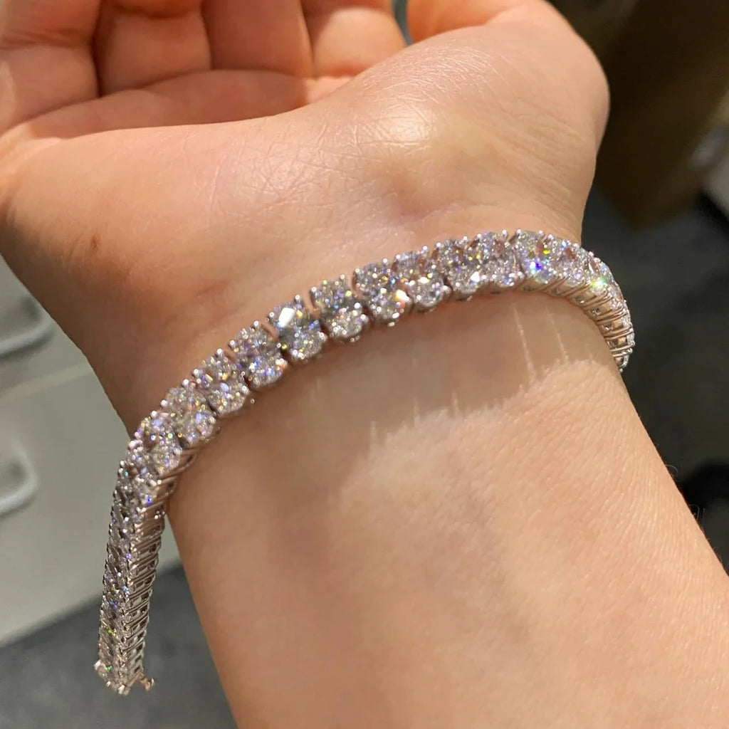 BXINY 0.5Carat Oval Cut Moissanite Tennis Bracelets S925 Silver 18K Gold Plated for Women Men HipHop Jewelry Gifts GRA Certified